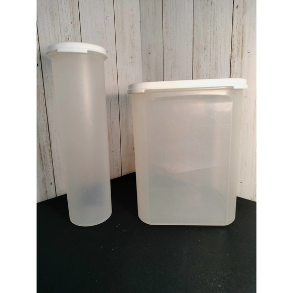 Tupperware Modular Mates canister & spagetti keeper both w/ white seals  (D2) - Picture 1 of 8